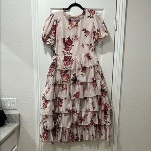 JessaKae Wild Rose Dress Floral Dress in Cream and Pink